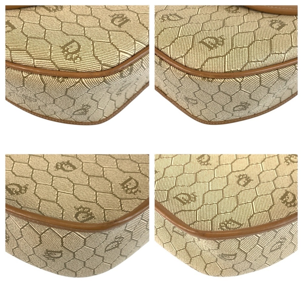 Christian Dior Vintage Honeycomb Pattern Beige Brown Leather Shoulder Bag/Pou... - Picture 4 of 8